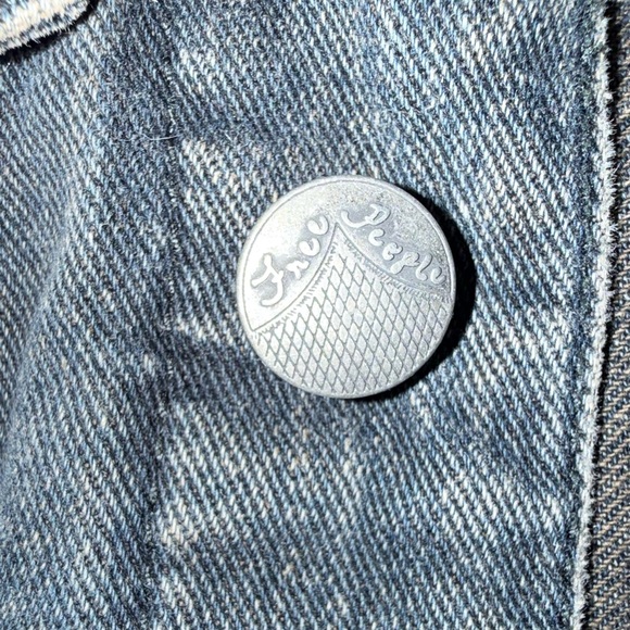 Free People Washed Black Denim Knit Hoodie Jacket 100% Cotton Size L - Picture 8 of 10